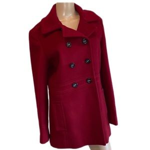Calvin Klein Red Wool Pea Coat